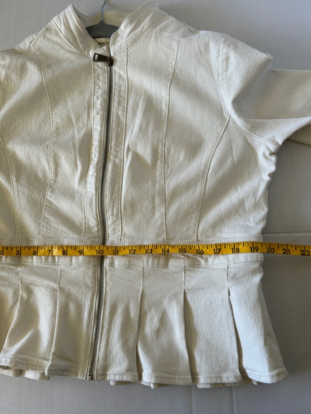 DKNY WHITE PEPLUM ZIP UP MOTO LONG SLEEVE JACKET SIZE LARGE - Picture 11 of 13